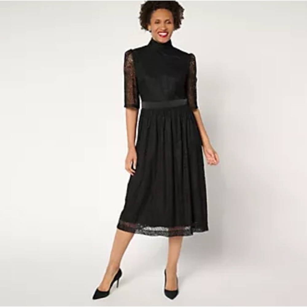 by Stacy London Petite Stretch Lace Lined Midi Dress